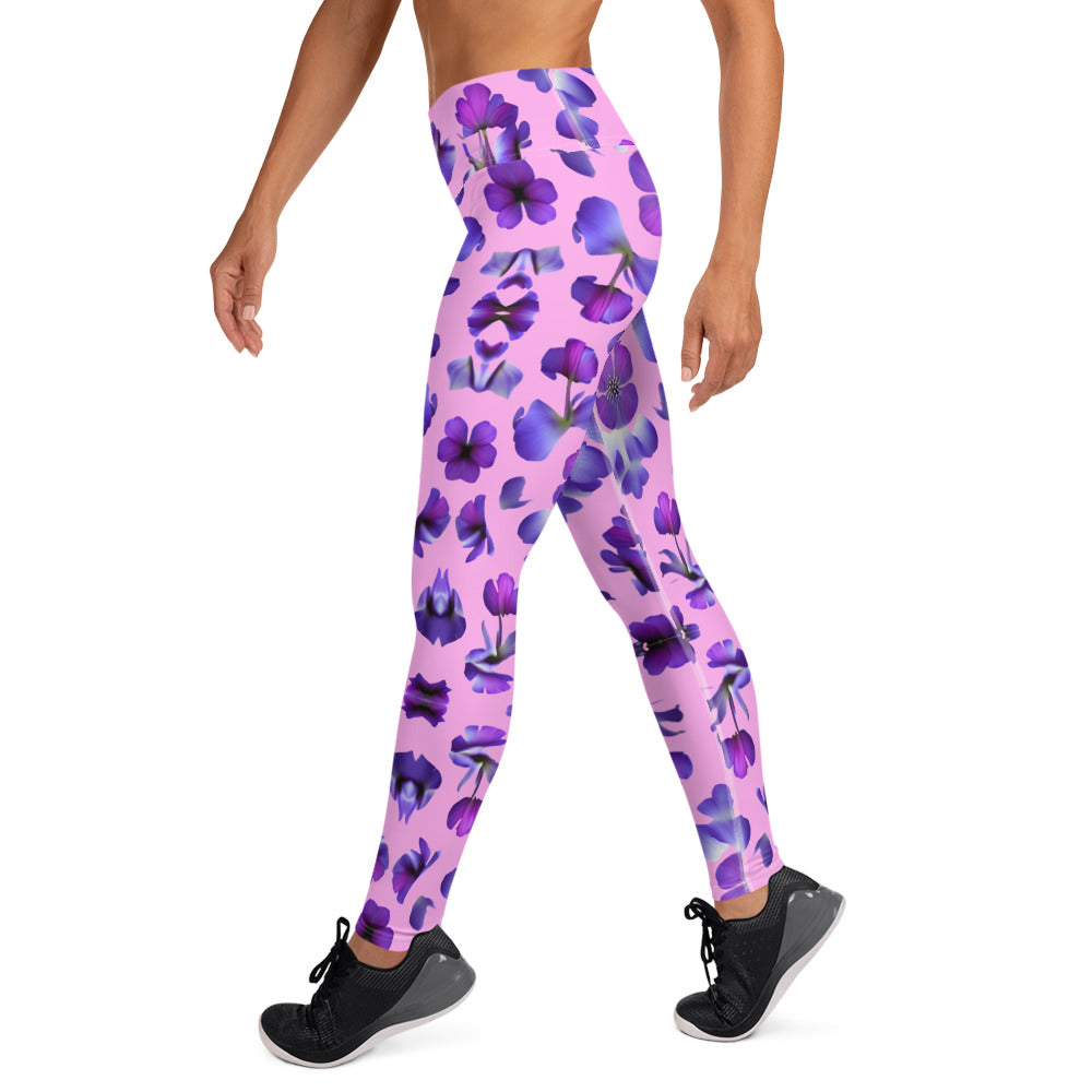 Violets Pattern Printed Yoga Leggings For Women