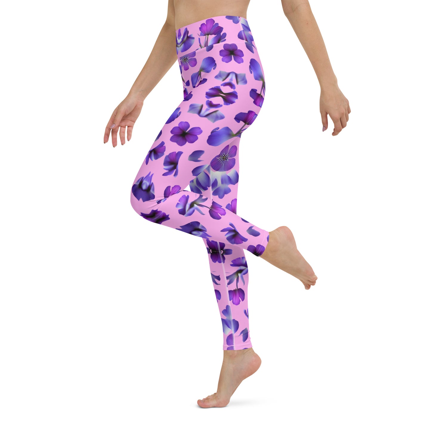 Violets Pattern Printed Yoga Leggings For Women