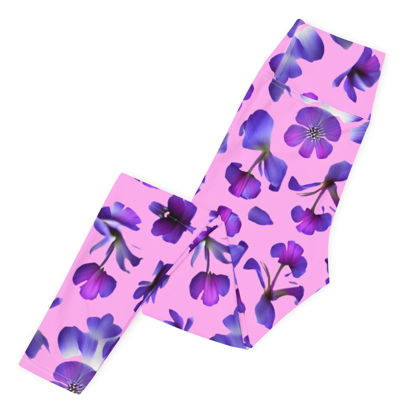 Violets Pattern Printed Yoga Leggings For Women