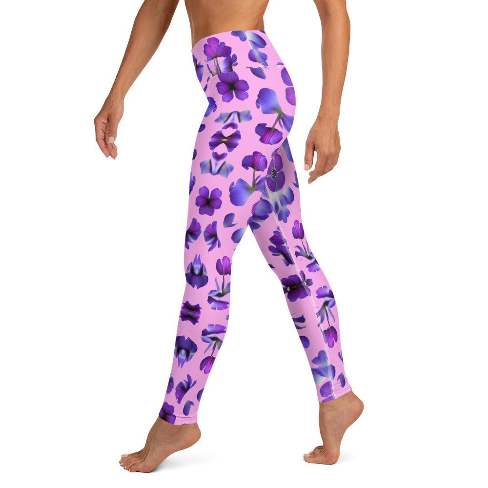 Violets Pattern Printed Yoga Leggings For Women