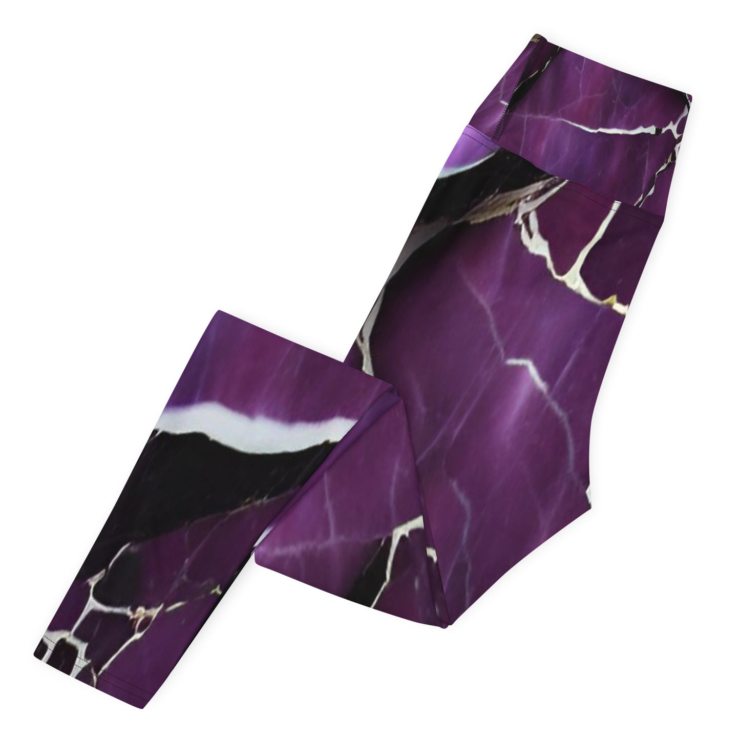 Purple Marble Print Yoga Leggings For Women