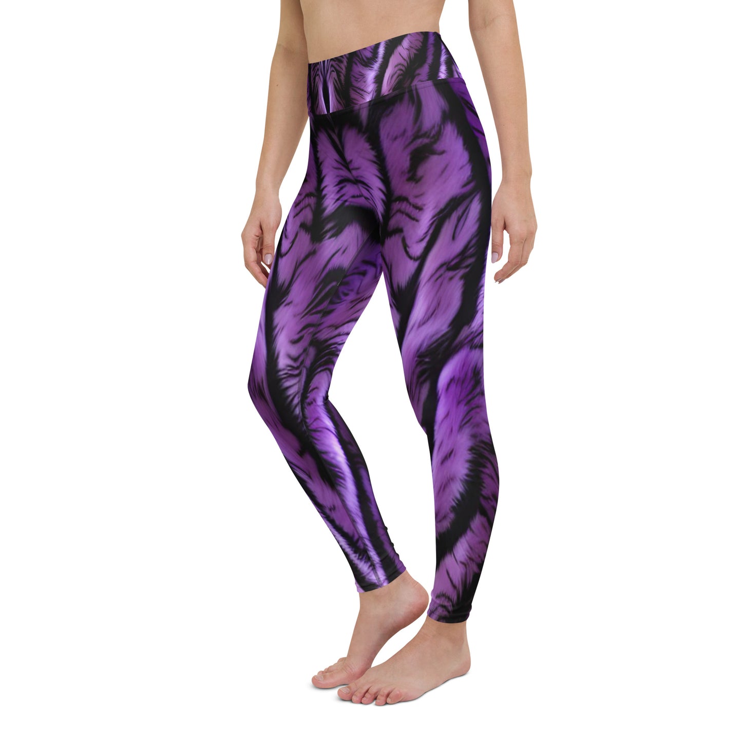 Purple Tiger Print Yoga Leggings For Women