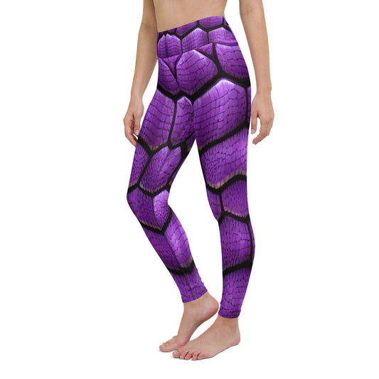 Purple Dragon Scales Print Yoga Leggings For Women