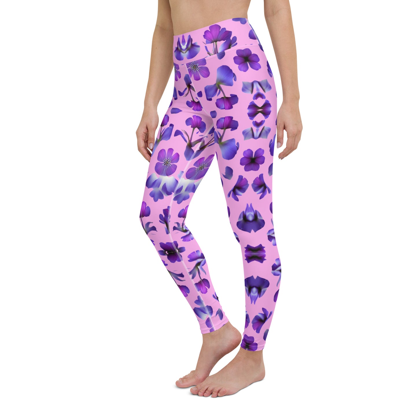 Violets Pattern Printed Yoga Leggings For Women