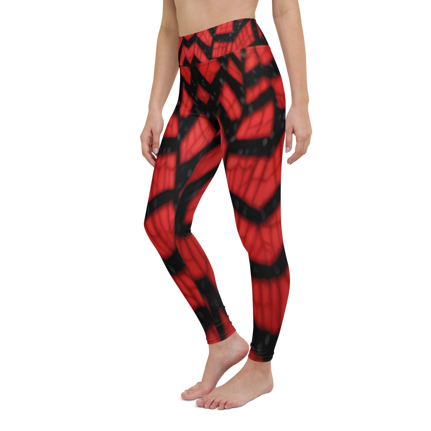 Black & Red Spider Webs Custom Print Yoga Leggings