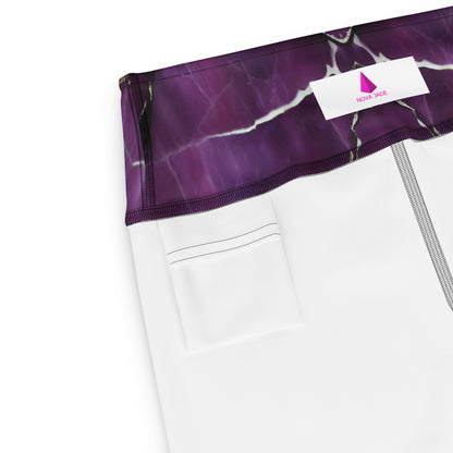 Purple Marble Print Yoga Leggings For Women