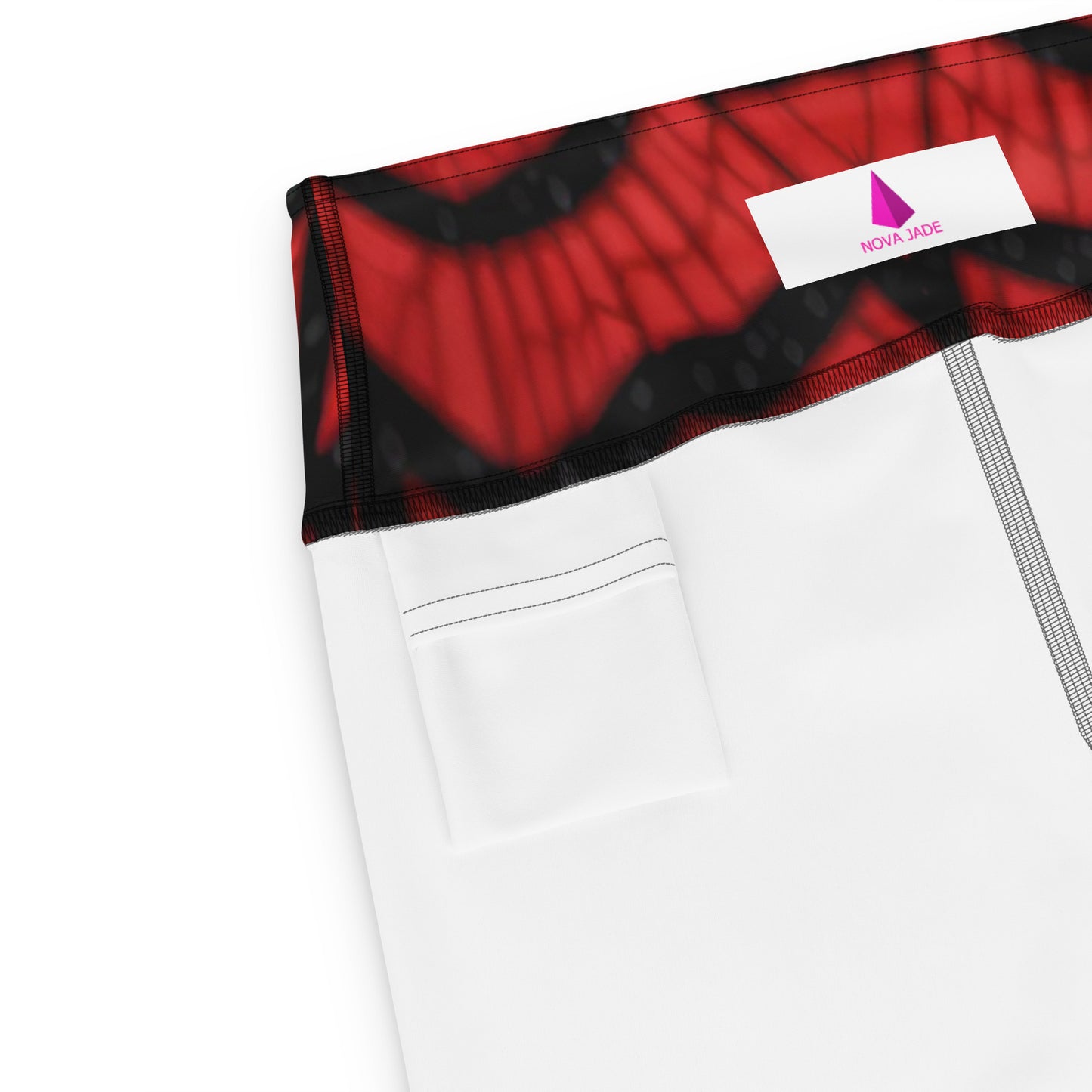 Black & Red Spiderwebs Print Yoga Leggings For Women