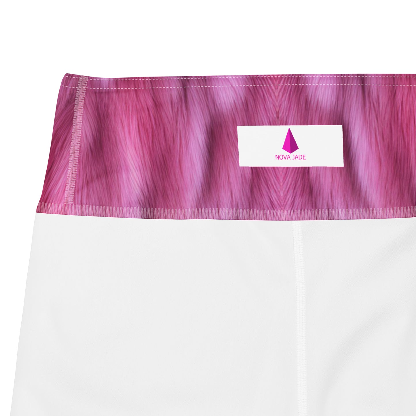 Pink Fluffy Fur Printed Yoga Leggings For Women