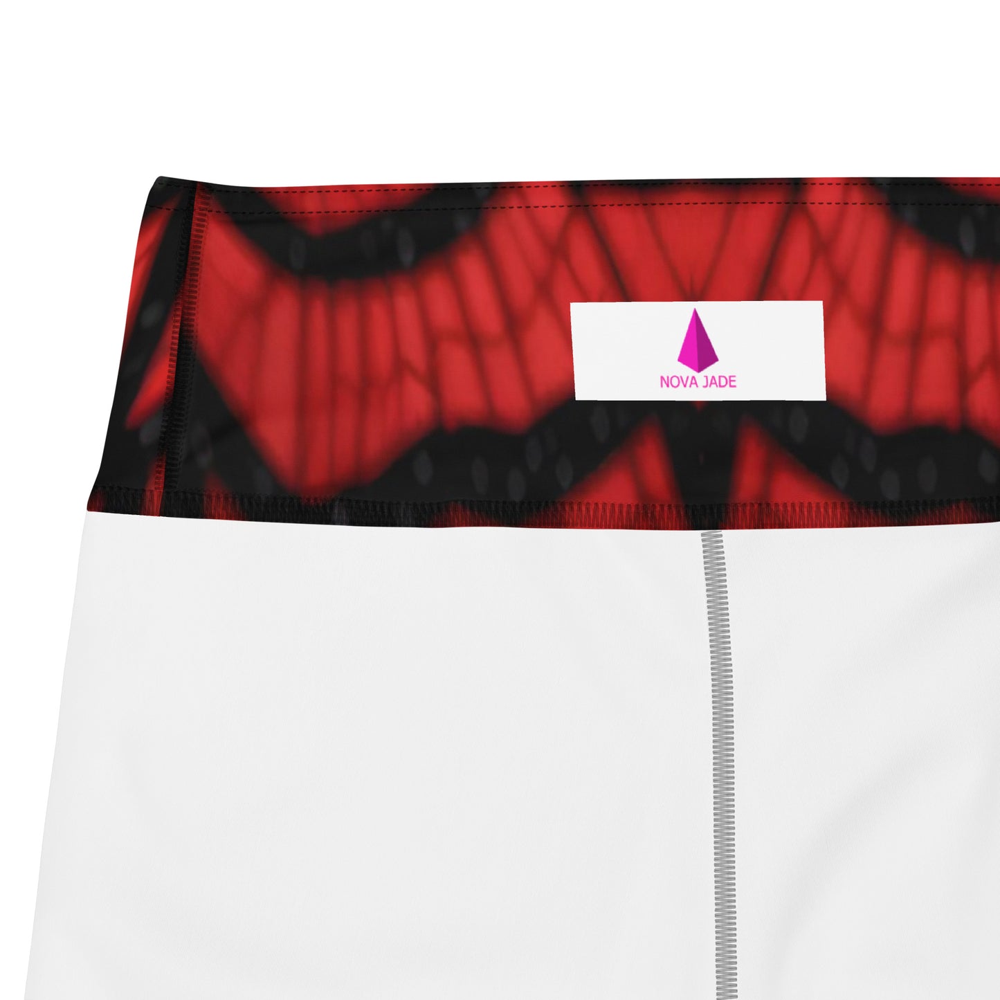 Black & Red Spiderwebs Print Yoga Leggings For Women