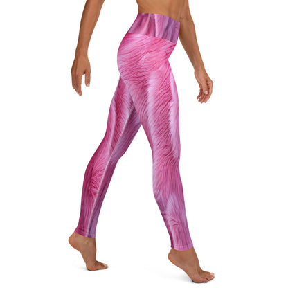 Pink Fluffy Fur Printed Yoga Leggings For Women