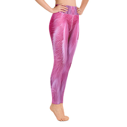 Pink Fluffy Fur Printed Yoga Leggings For Women