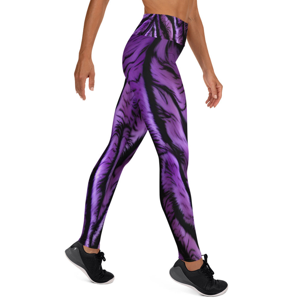 Purple Tiger Print Yoga Leggings For Women