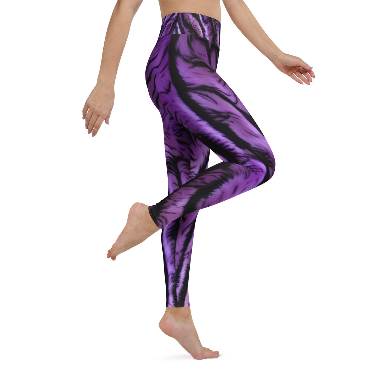 Purple Tiger Print Yoga Leggings For Women
