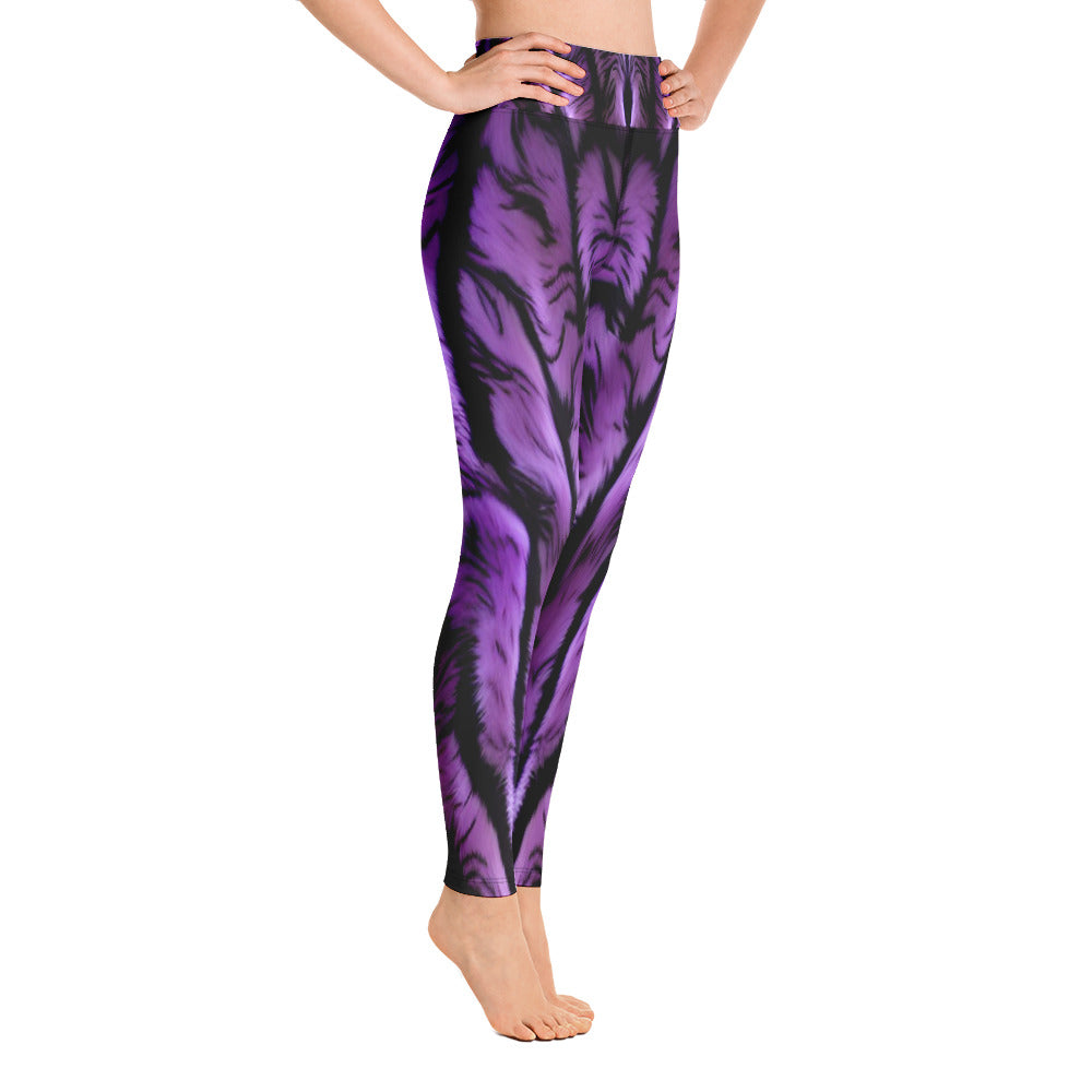 Purple Tiger Print Yoga Leggings For Women