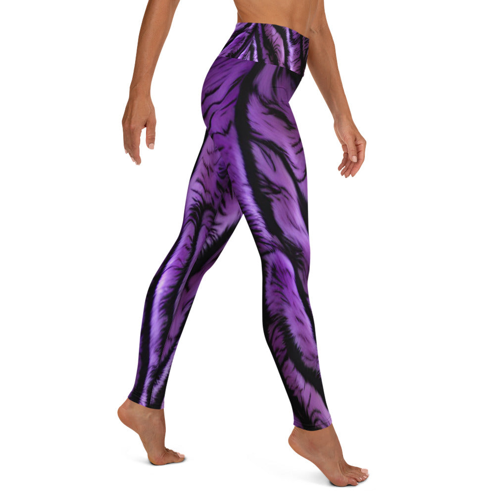 Purple Tiger Print Yoga Leggings For Women