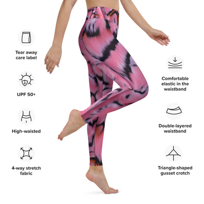 Pink Tiger Fur Printed Yoga Leggings For Women