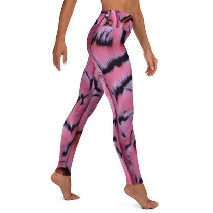 Pink Tiger Fur Printed Yoga Leggings For Women