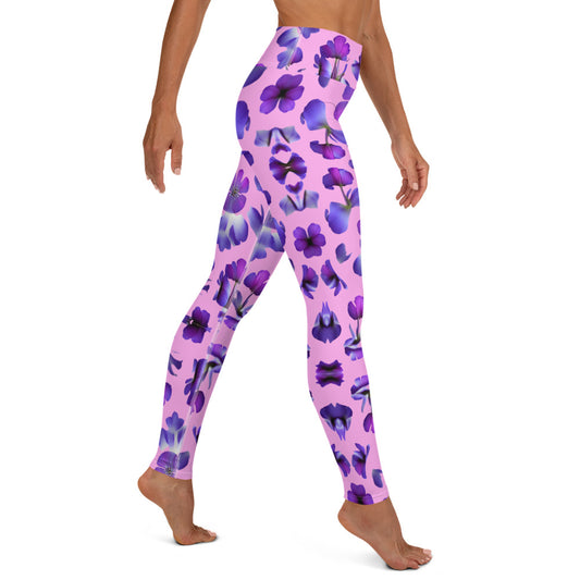 Violets Pattern Printed Yoga Leggings For Women