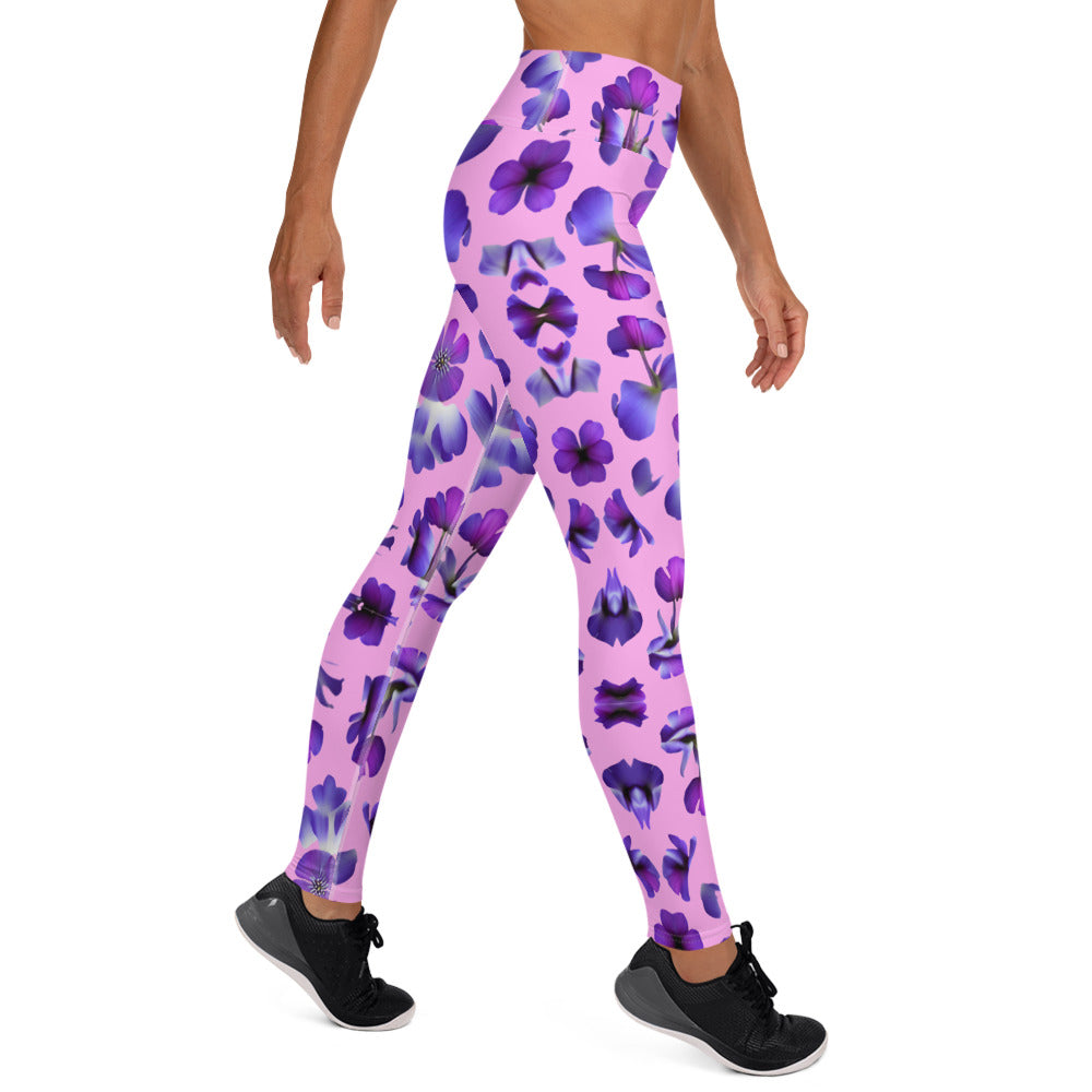 Violets Pattern Printed Yoga Leggings For Women