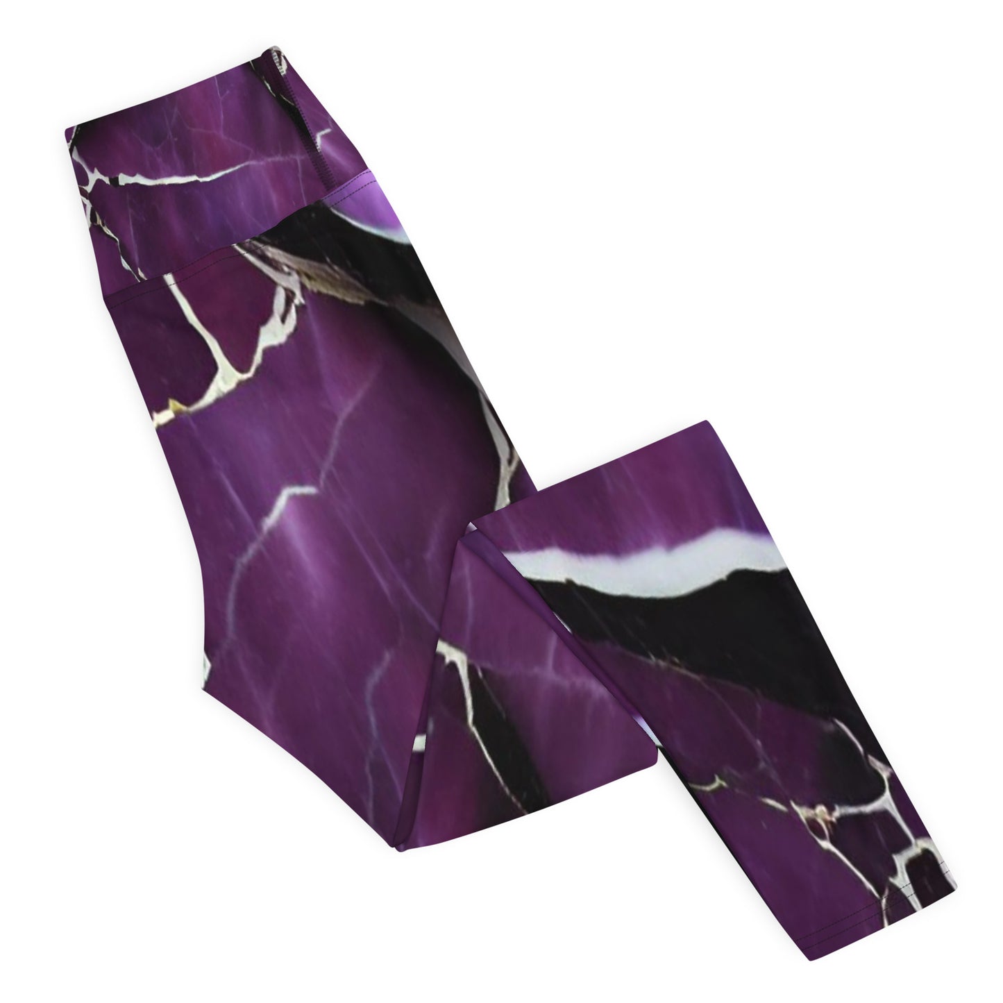 Purple Marble Print Yoga Leggings For Women