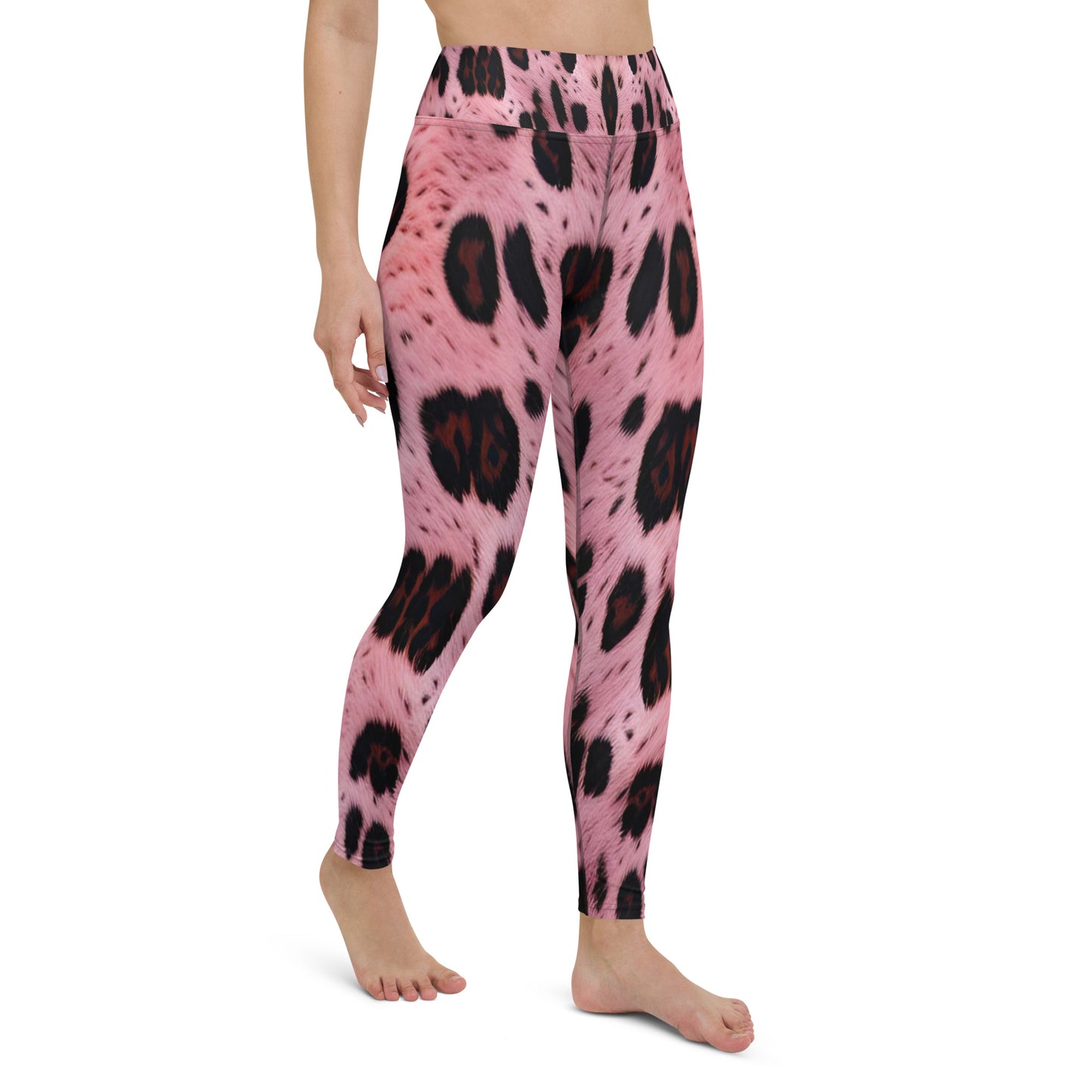 Pink Leopard Fur Print Yoga Leggings For Women