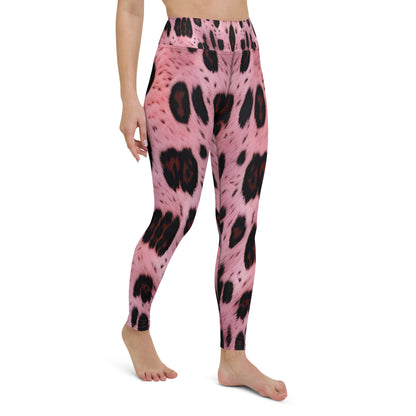 Pink Leopard Fur Print Yoga Leggings For Women