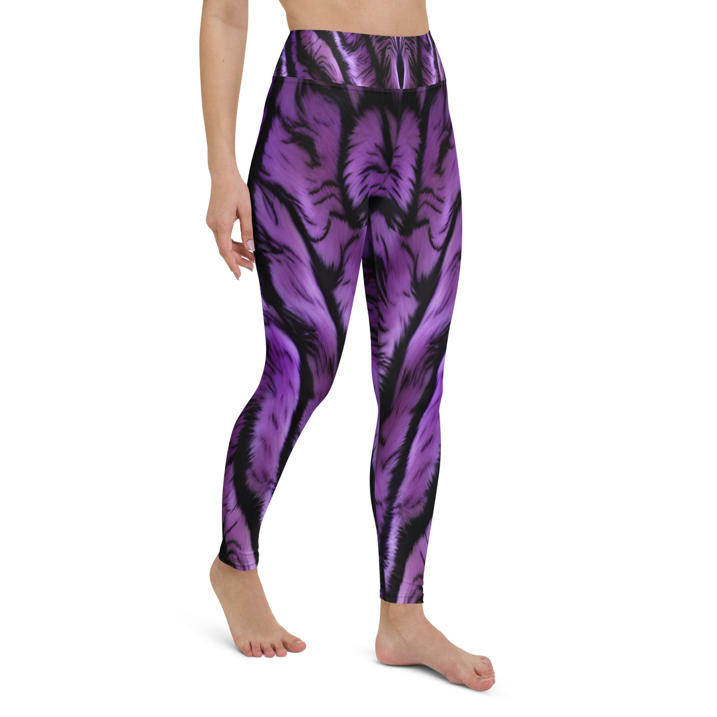 Purple Tiger Print Yoga Leggings For Women