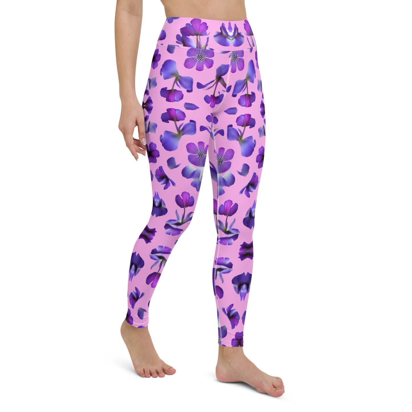 Violets Pattern Printed Yoga Leggings For Women