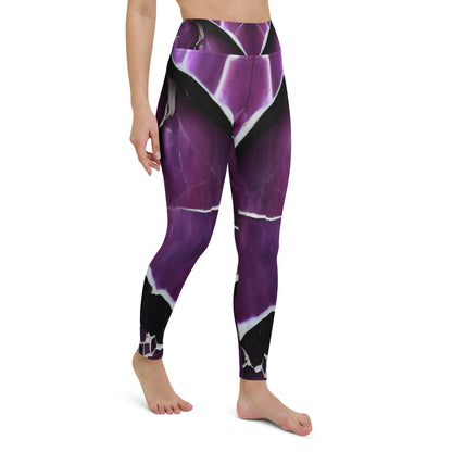 Purple Marble Print Yoga Leggings For Women